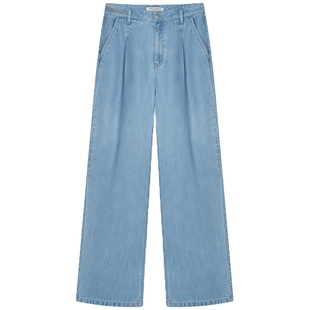 TeenieWeenie小熊女装夏季薄款天丝混纺时尚休闲宽松直筒牛仔裤