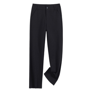馨约直筒裤女春秋黑色小西裤四面弹女士西装裤烟管法棍裤职业长裤