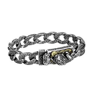 精工金钱貔貅银牌祥云手链纯银男士个性霸气做旧女款送礼物潮手饰