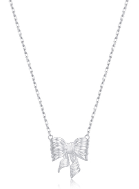 复古S925银大蝴蝶结立体项链女