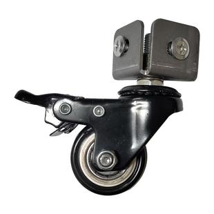 角钢万向轮货架滑轮单层立柱置物架脚轮孔底带螺母螺丝三角铁轮子