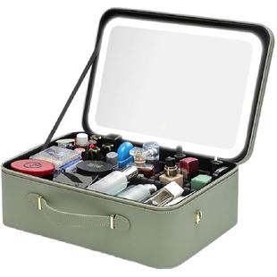 「贝约妮」带镜子LED灯化妆包女ins新款可挂行李箱分区收纳化妆盒