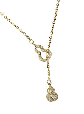 双葫芦项链ins风时尚纯银锁骨链