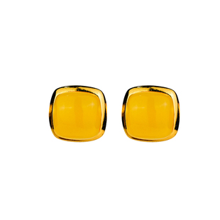 「南宫」S925天然蜜蜡耳钉女轻奢小众高级感气质方形耳饰礼物中式