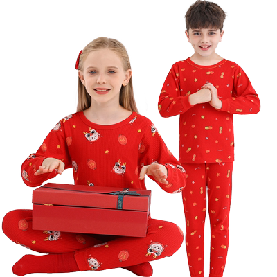 南极人儿童本命年内衣套装冬季