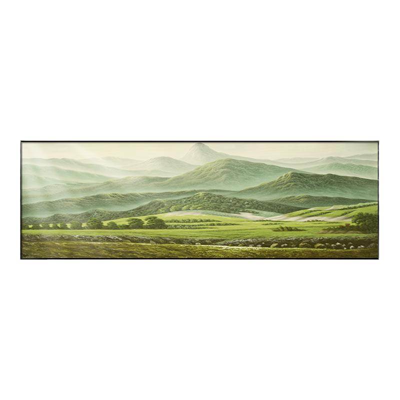 背有靠山客厅装饰画山水画沙发背景墙挂画巨人山手绘油画横版壁画