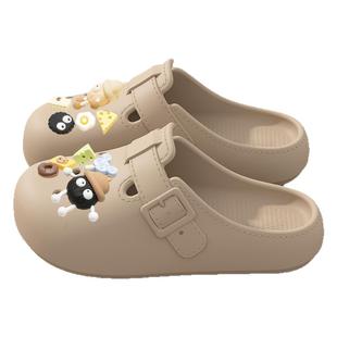 孕妇防滑洞洞鞋女款2025新款外穿夏季eva防臭软底包头半拖鞋女士