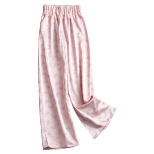 新中式蝴蝶提花拼蕾丝松紧腰宽松直筒裤阔腿裤女抖抖裤休闲裤L161