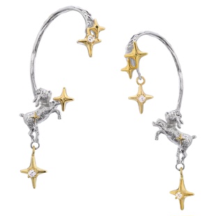 超可爱!晚安小羊系列原创不对称耳夹无耳洞耳挂星星耳骨夹女耳饰