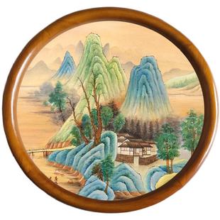 实木圆形画框新中式框架圆形框干花框DIY挂墙手工装裱木制定制框