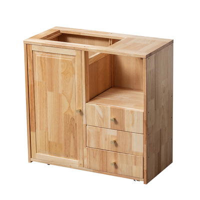 橡木实木可移动烧水一体茶水柜