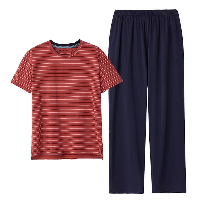 玛莎龙男士纯棉新款睡衣夏季