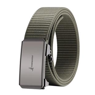 袋鼠皮带男款自动扣男式帆布编织潮年轻人户外牛仔裤腰带男士裤带