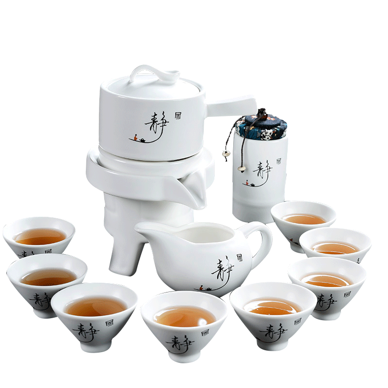懒人全自动创意石磨旋转出水功夫泡茶器紫砂茶具套装家用陶瓷茶壶