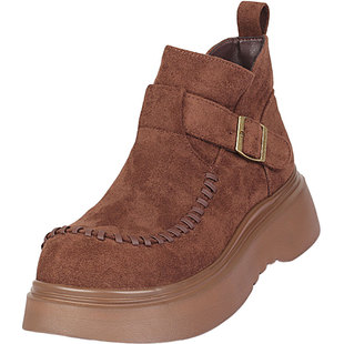 加大码脚宽胖肥女鞋41一43休闲加厚特大号棉靴2025冬季加绒马丁靴