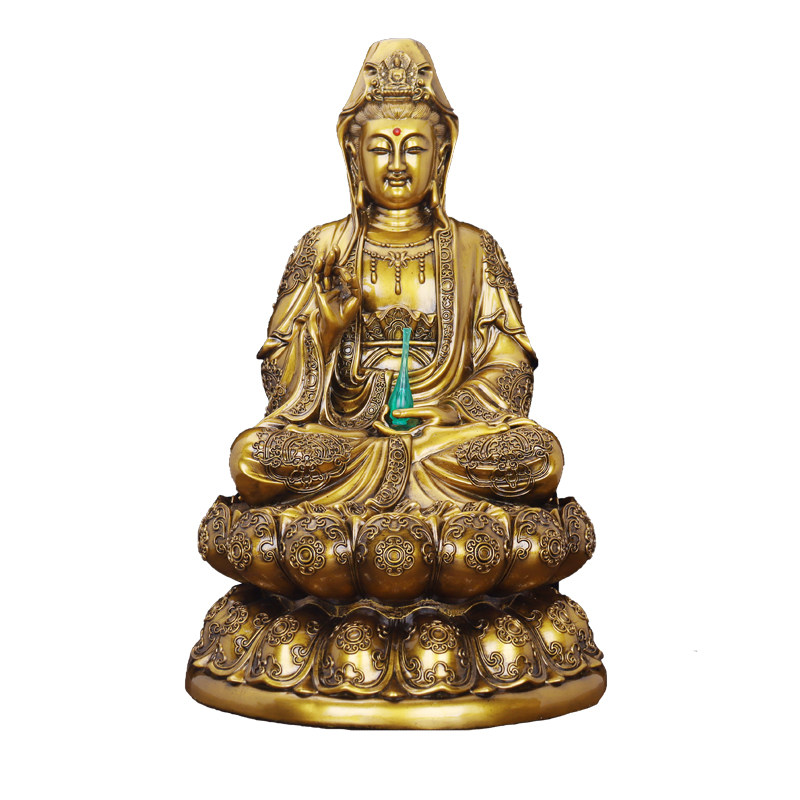 观世音铜像菩萨像送子求子观音坐莲家用佛堂供奉客厅乔迁家居摆件