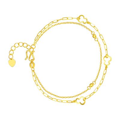 周大生黄金手链女足金5G双层葫芦小金珠O字链双层手饰送女友妈妈