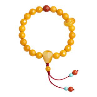 艺如继往文玩女孩迷你戒指小手捻老蜜圆珠鲨鱼背鳍蜜蜡三通跑环