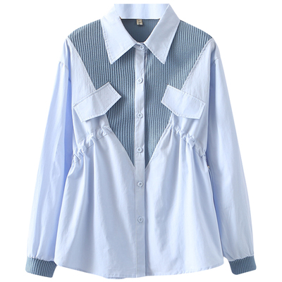 小个子通勤风百搭显瘦拼接衬衫
