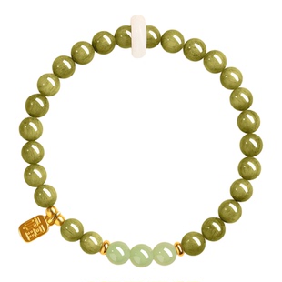 正品天然绿檀手串水晶转运珠女款绿檀木佛珠旺补木火男士手链