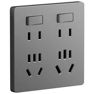 86型二开十四孔插座带开关10A厨房专用暗装大功率16A墙壁插座面板