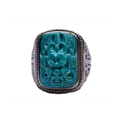 原矿绿松石S925银戒指