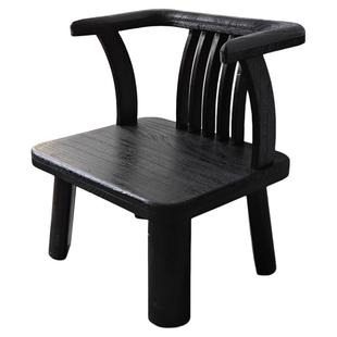 实木小椅子靠背椅家用喝茶矮椅中式禅意茶几凳椅阳台庭院原木圈椅