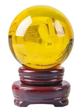 黄水晶风水球招财镇宅摆件