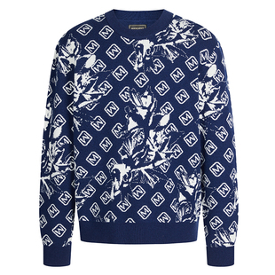 【纯羊毛】Mangano曼加龙圆领套头新款潮流针织衫秋冬男士羊毛衫