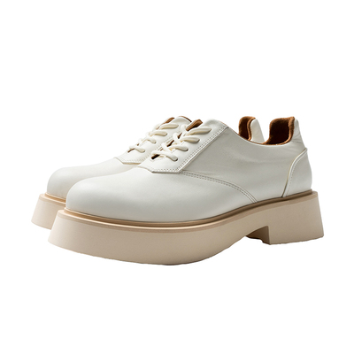 里外全真皮运动白皮鞋男款德比鞋