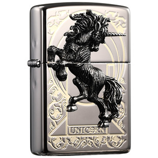 zippo打火机黑冰独角兽 官方正品收藏级送男友煤油火机防风刻字