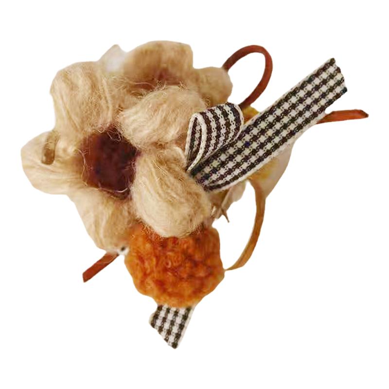 女高级感森系2025年新款秋冬适合短发发量少花朵毛球马尾夹