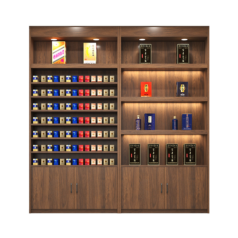 实木烟柜展示柜便利店烟柜收银台组合一体高端烟酒柜定制展示陈列