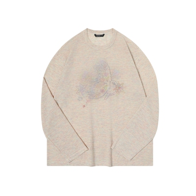 TGNS彩纱飞鸟长袖t恤女薄款夏日罩衫新款宽松慵懒松弛感薄纱上衣