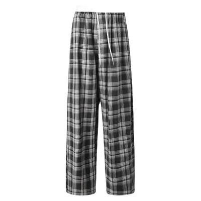 ourhour复古格纹抽绳休闲裤