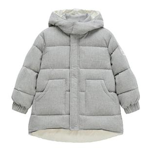 bonbon et bonbon儿童秋冬100%棉温暖磨毛连帽羽绒外套90%白鸭绒