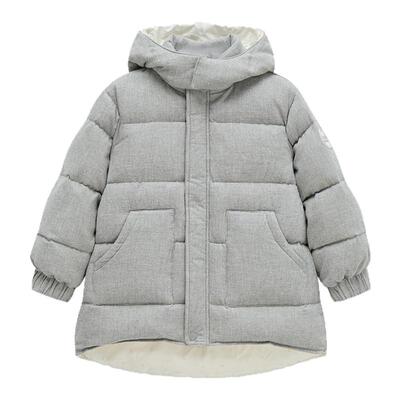 bonbon et bonbon儿童秋冬100%棉温暖磨毛连帽羽绒外套90%白鸭绒