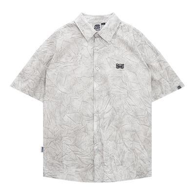 HEA x i.t izzue联名复古做旧短袖衬衫叠穿棉感翻领垂感百搭宽松