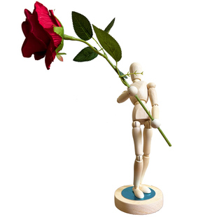 创意插花木偶人活动关节磁吸木头人造型多变ins网红家具桌面装饰