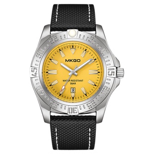 MKGO男表新款石英表条钉学生简约日历手表防水夜光潮流男士腕表