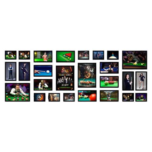 斯诺克明星海报桌球室实木照片墙台球厅装饰酒吧会所美女相框挂画