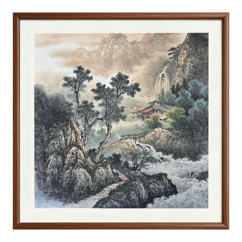 新中式青峰秀水玄关过道挂画