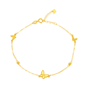 水贝黄金官方旗舰店18K蝴蝶手链碎碎冰玫瑰金轻奢新款礼物送女友