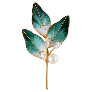 新品国风非遗绒花淡水珍珠银杏叶胸针女奢华气质旗袍西装宴会胸花