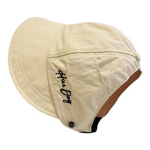 升级版双面可戴空顶遮阳帽女春夏字母刺绣显脸小渔夫帽可扎高马尾