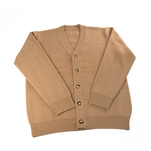 阿拉善沙漠王V领驼绒开衫纯色针织毛衫上衣外套宽松粗针百搭包邮