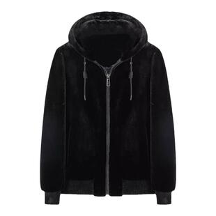 羊剪绒外套男士短款连帽海宁皮草羊毛冬季时尚保暖夹克2025新款
