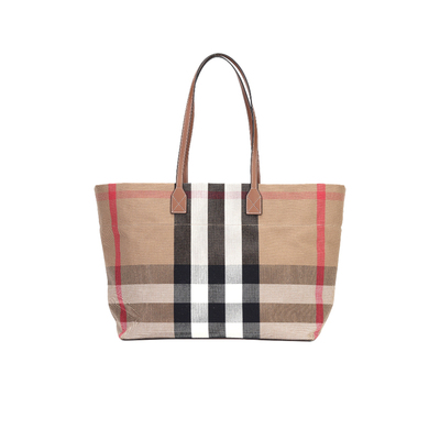 Burberry格纹单肩托特包