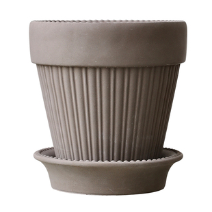 法式西蒙娜透气水泥花盆兰花仿陶瓷绿植陶盆高脚复古盆栽带托盘