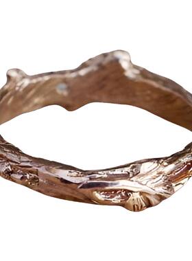 女士实心14K玫瑰金花蕾戒指婚戒